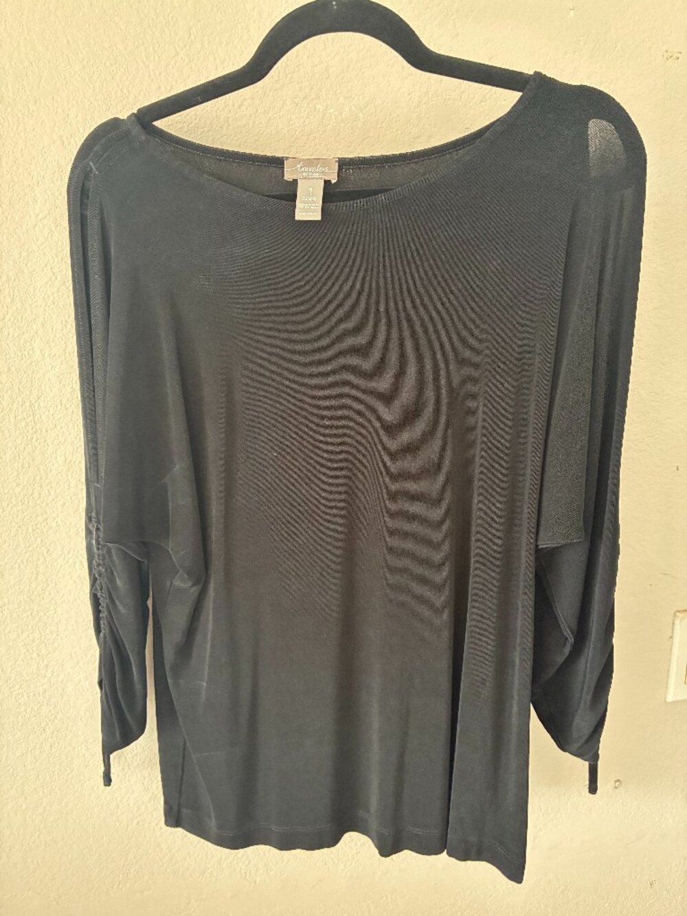 Travelers by Chico Black top with drawstrings on sleeves